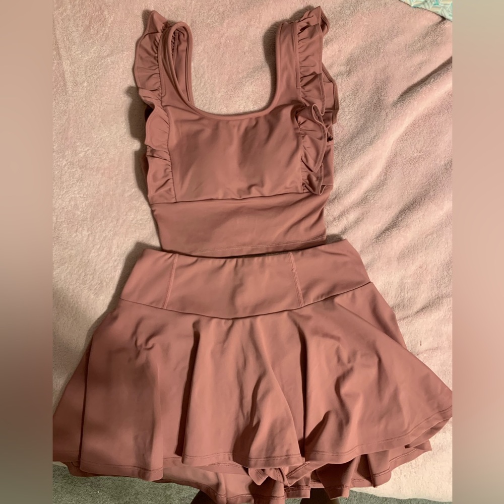 TCEC Dusty Rose Ruffle Tank Skirt Set